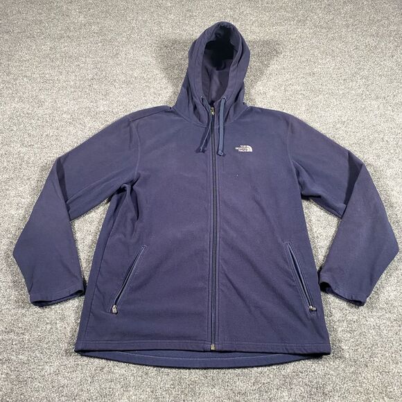 The North Face Mens Large Full Zip Fleece Hooded Embroidered Jacket Pockets - Picture 1 of 9